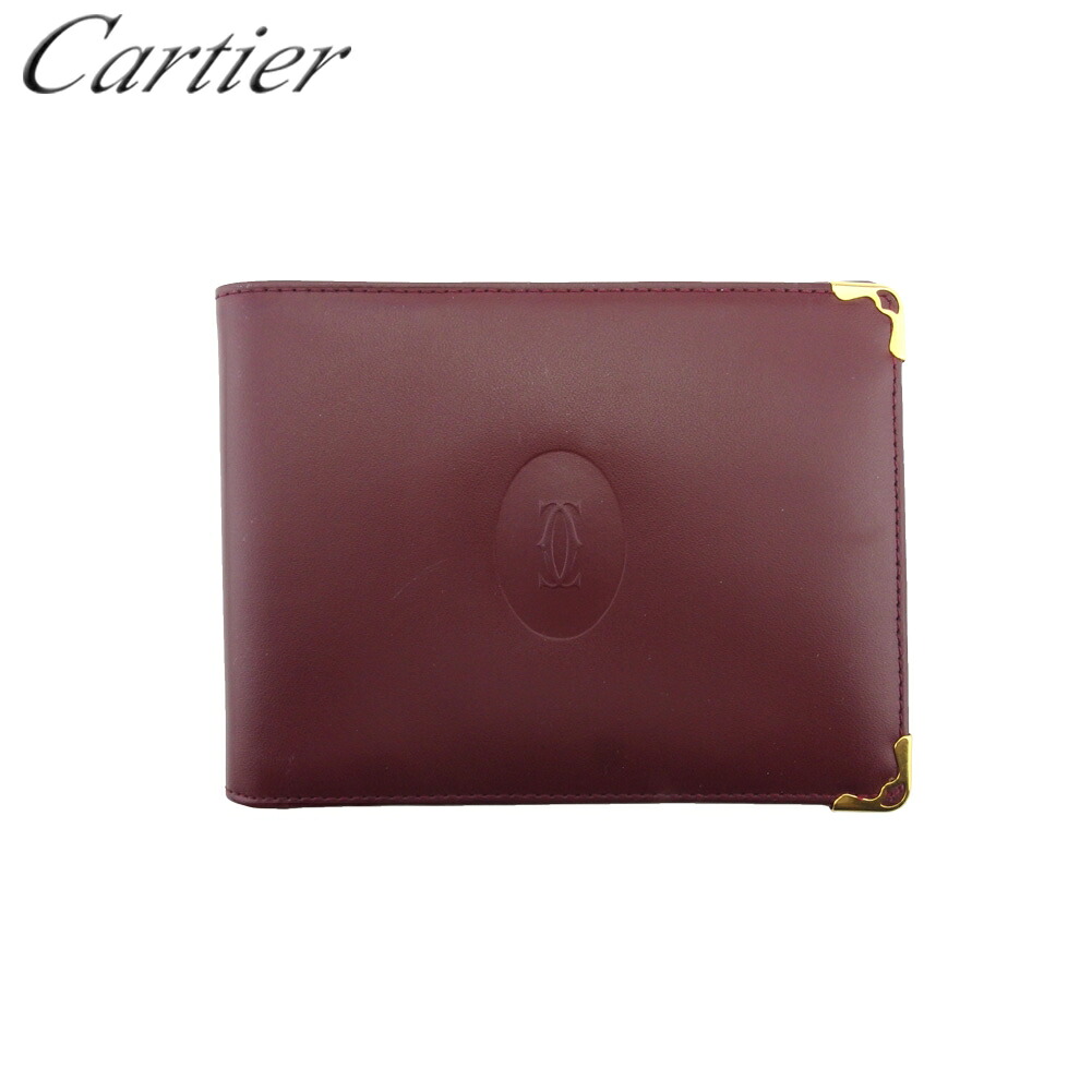 【雨季得SALE★21％OFF引き換え証】【中古】 カルティエ 二つ折り 紙入れ レディース メンズ 帆柱生産ライン ボルドーワイン ゴールド なめし革 Cartier T21659 ブランド名 御機嫌ブランド名 ヴィンテージ 貨物輸送無料