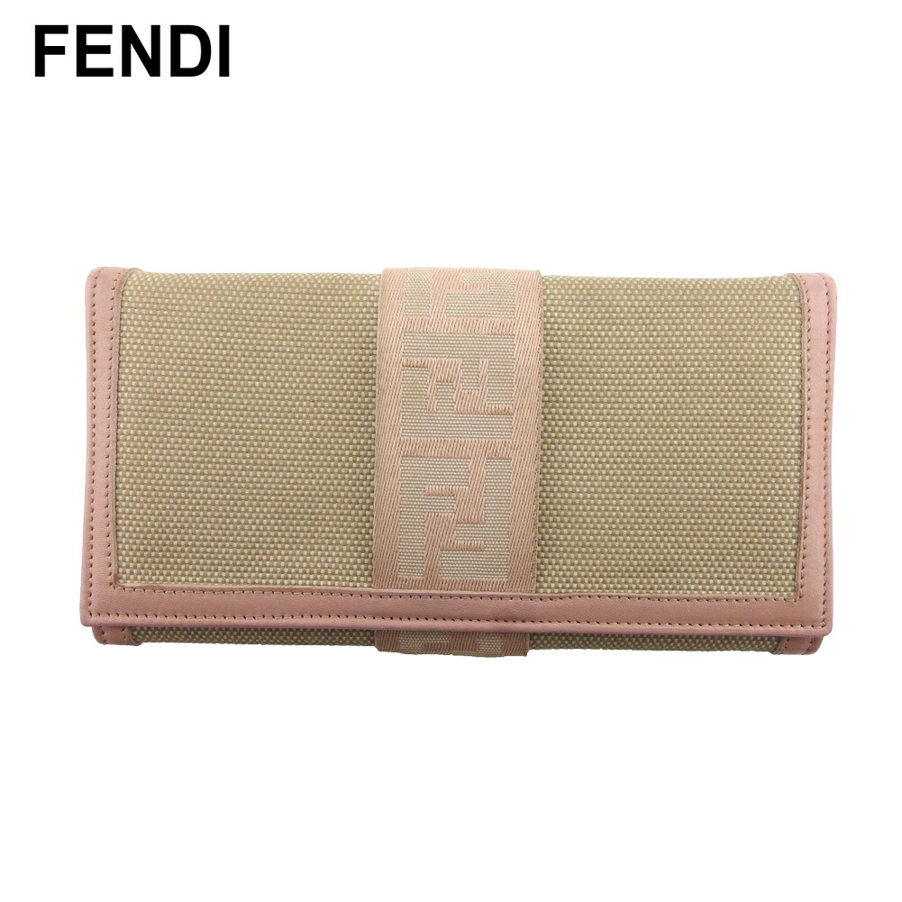 【雨季得SALE★21％OFF引き換え証】フェンディ 長札入れ チャック付き添い人 札入れ レディース FFロゴタイプ生産ライン ベージュ サクラ色 ゴールド 帆布×なめし革 FENDI T21663 【中古】 ブランド名 御機嫌ブランド名 ヴィンテージ 貨物輸送無料