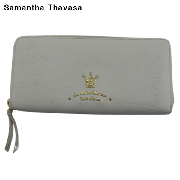 【決算前SALE★50％OFFクーポン】【中古】 サマンサタバサ 長財布 メンズ可 シンデレラ ホワイト Samantha Thavasa L4717 ブランド ハイブランド ヴィンテージ 送料無料