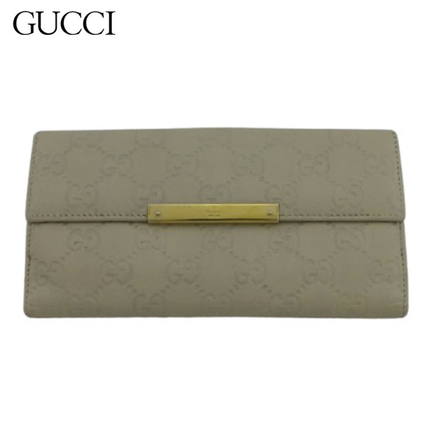 【お買い物マラソン★30％OFFクーポン】【中古】 グッチ 長財布 メンズ可 ゴールド金具 グッチシマ ベージュ GUCCI X11096 ブランド ハイブランド ヴィンテージ 送料無料