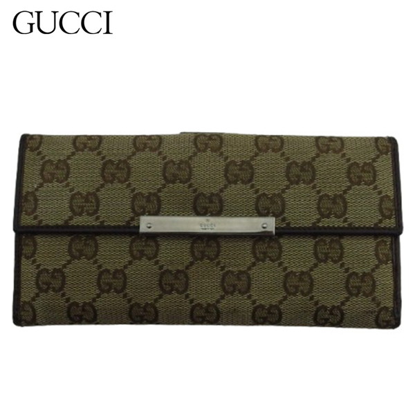 【お買い物マラソン★30％OFFクーポン】【中古】 グッチ 長財布 メンズ可 GGキャンバス ベージュ×ブラウン GUCCI X16150 ブランド ハイブランド ヴィンテージ 送料無料