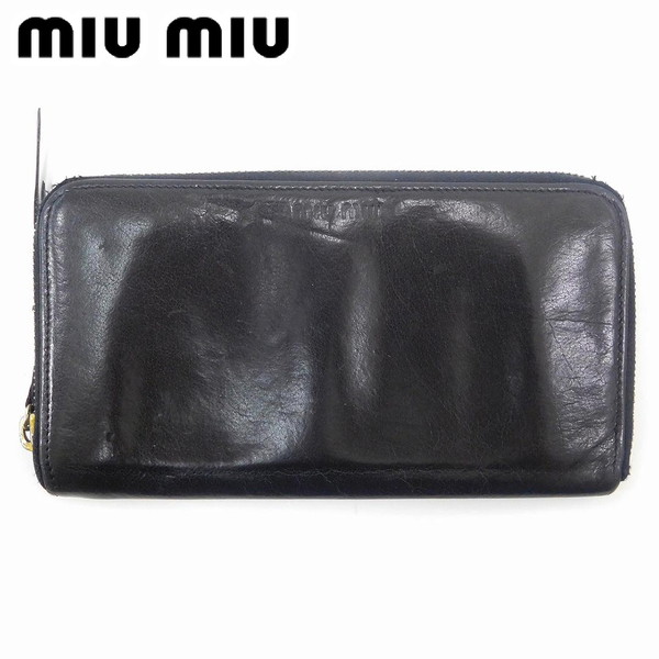 【Fashion Special Fair★24％OFFクーポン】【中古】 ミュウミュウ 長財布 メンズ可 黒 miu miu X587 ブランド ハイブランド ヴィンテージ 送料無料
