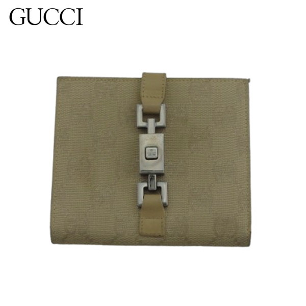 【お買い物マラソン★30％OFFクーポン】【中古】 グッチ 二つ折り財布 メンズ可 ジャッキー金具 ＧＧキャンバス ベージュ×ブラックシルバー GUCCI X7512 ブランド ハイブランド ヴィンテージ 送料無料