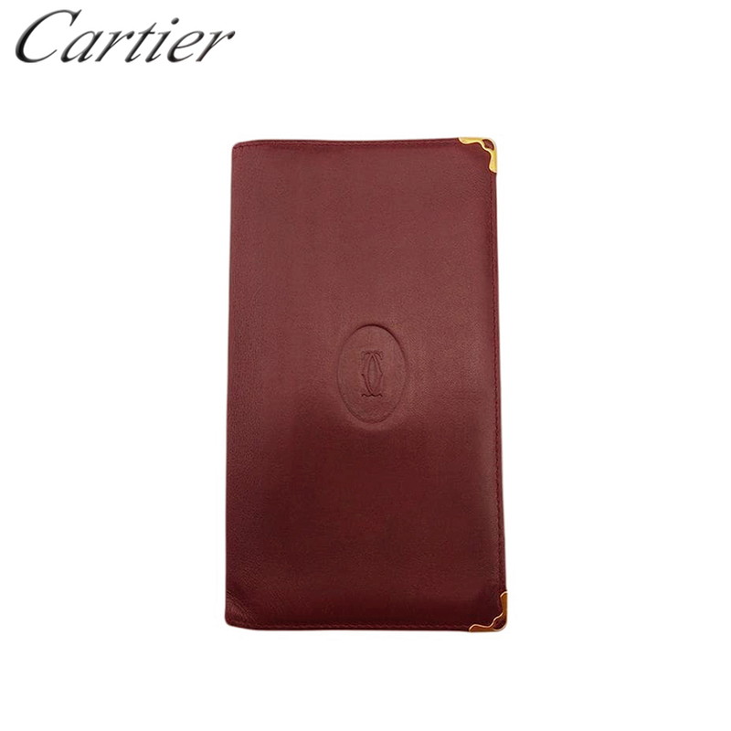 【Fashion Special Fair★29％OFFクーポン】【中古】 カルティエ 長札入れ 札入れ レディース メンズ マストライン ボルドー ゴールド レザー Cartier T22213 ブランド ハイブランド ヴィンテージ 送料無料