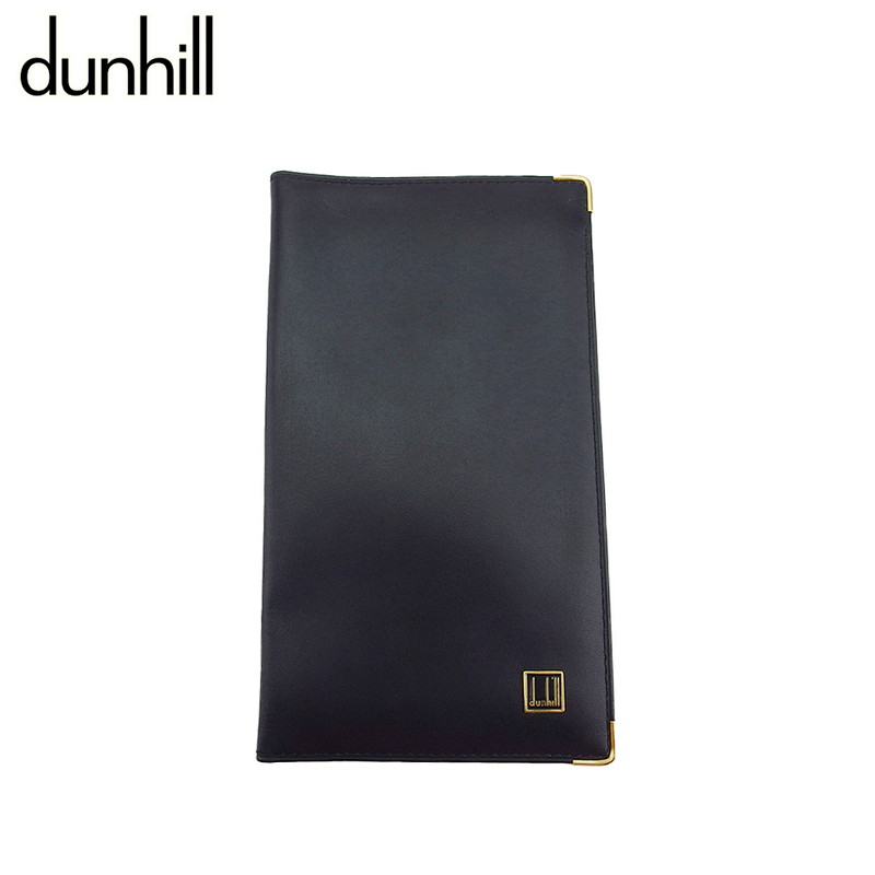 【新生活応援★29％OFFクーポン】【中古】 ダンヒル 長札入れ 札入れ メンズ 角プレート ロゴプレート ブラック ゴールド レザー dunhill T22332 ブランド ハイブランド ヴィンテージ 送料無料