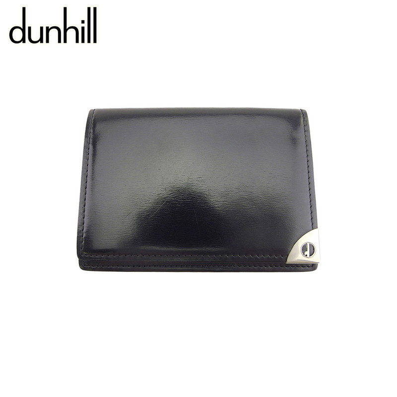 【Fashion Special Fair★24％OFFクーポン】【中古】 ダンヒル カードケース 名刺入れ メンズ dマークプレート ロンドンスタイル ブラック シルバー レザー dunhill T22403 ブランド ハイブランド ヴィンテージ 送料無料
