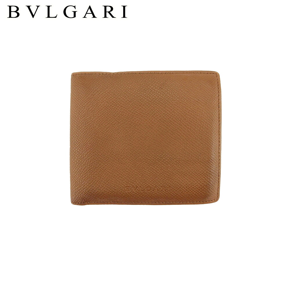 【月末BIG SALE★25％OFFクーポン】【中古】 ブルガリ 二つ折り 財布 ミニ財布 メンズ ロゴ入り クラシコ ライトブラウン レザー BVLGARI I661 ブランド ハイブランド ヴィンテージ 送料無料｜ブランドデポ TOKYO