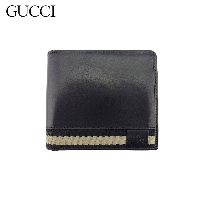 【百貨店SALE★最大限度50％OFF】【中古】 グッチ 二つ折り 紙入れ ミニ紙入れ メンズ シェリー酒伝達ルート 黒いこと ベージュ なめし革 GUCCI T22549 ブランド名 ご機嫌ブランド名 ヴィンテージ 貨物輸送無料