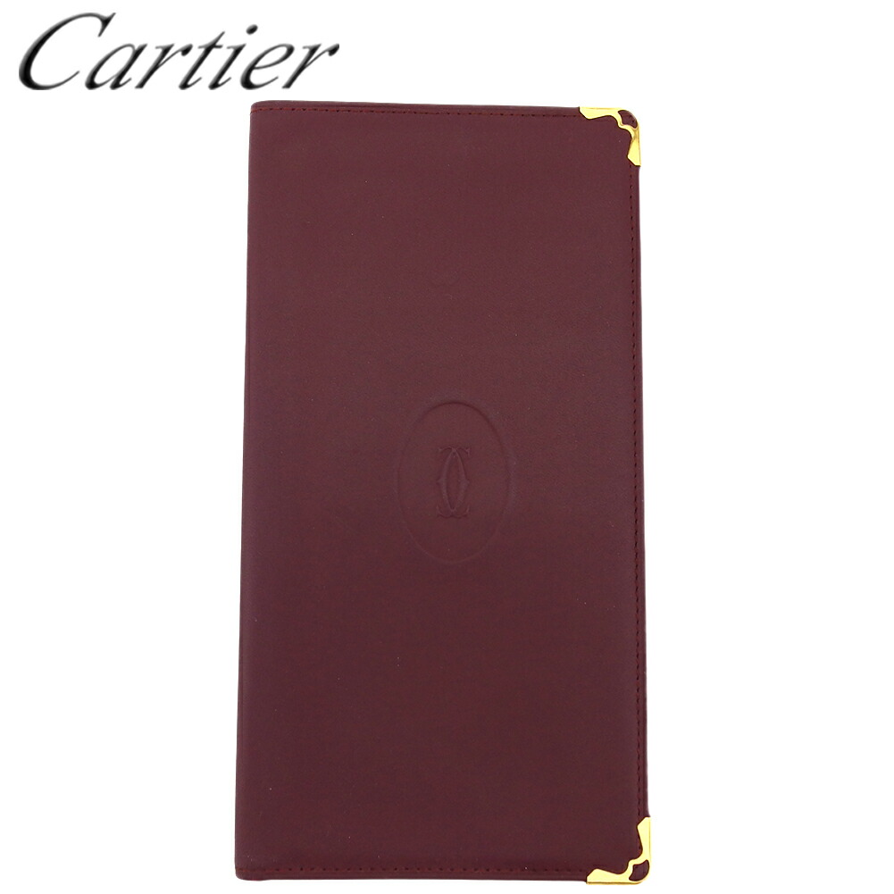 【新生活応援★29％OFFクーポン】【中古】 カルティエ 長札入れ 札入れ レディース メンズ マストライン ボルドー レザー×ゴールド金具 Cartier T23632 ブランド ハイブランド ヴィンテージ 送料無料