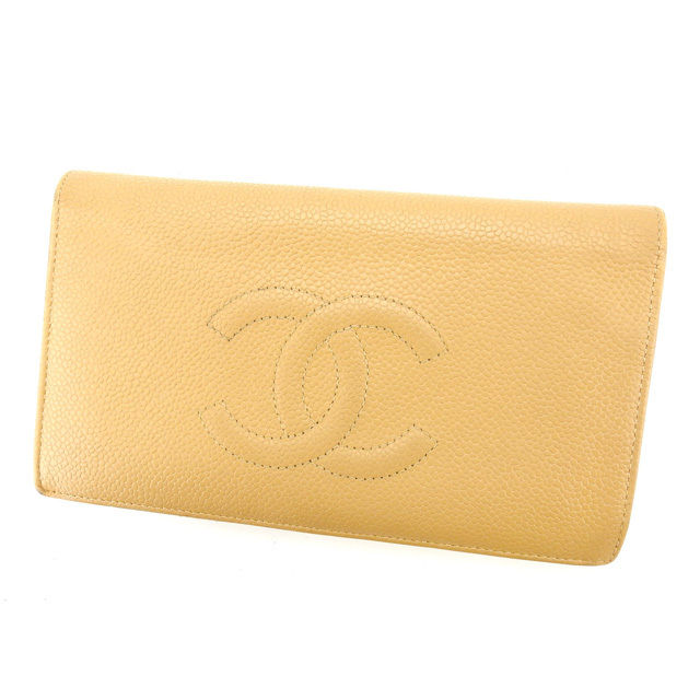 【土日BIG SALE★27％OFF引き換え証】シャネル CHANEL 長紙入れ ココマーク ベージュ レディース 中古 ブランド名 ご機嫌ブランド名 ヴィンテージ