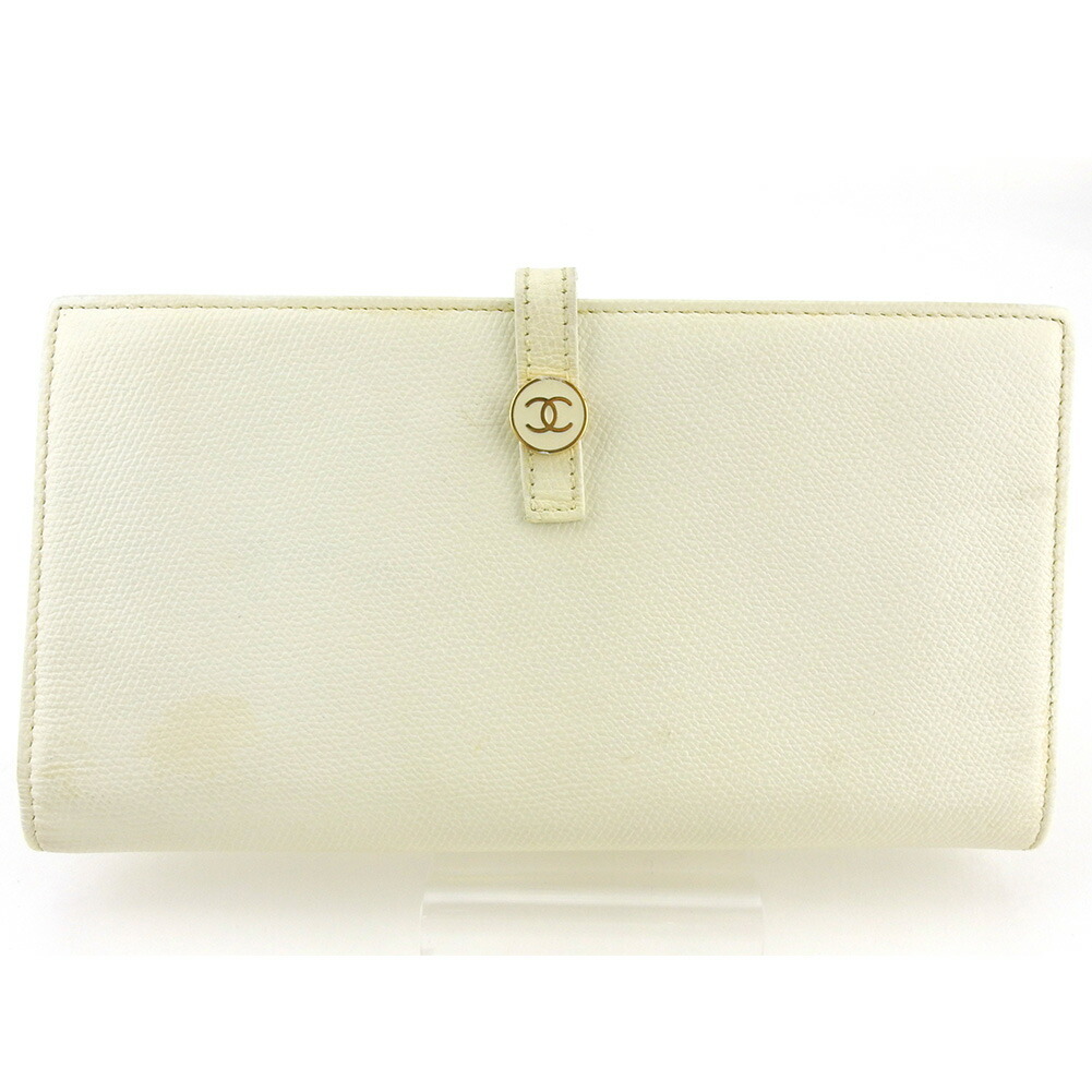 【土日BIG SALE★27％OFF引き換え証】シャネル CHANEL 長紙入れ ココボタン 年寄りのシャネル 白いこと 白 ゴールド レディース 中古 ブランド名 ご機嫌ブランド名 ヴィンテージ