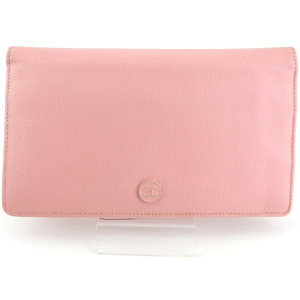 【新生活応援★29％OFFクーポン】シャネル CHANEL 長財布 ココボタン オールドシャネル ピンク ゴールド レディース 中古 ブランド ハイブランド ヴィンテージ