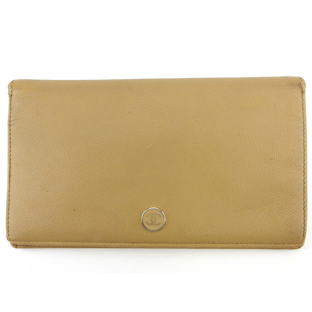 【土日BIG SALE★27％OFF引き換え証】シャネル CHANEL 長紙入れ ココボタン 年寄りのシャネル ベージュ ゴールド レディース 中古 ブランド名 ご機嫌ブランド名 ヴィンテージ