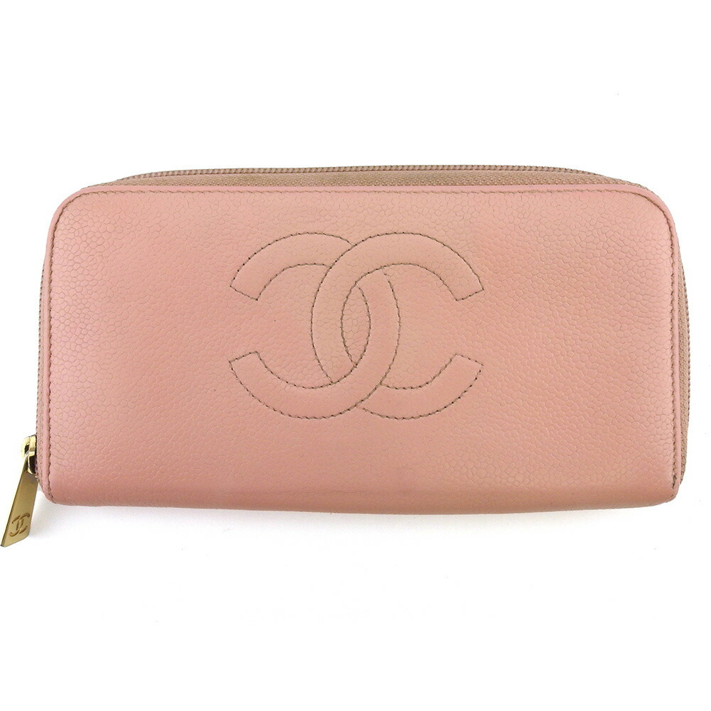 【土日BIG SALE★27％OFF引き換え証】シャネル CHANEL 長紙入れ ココマーク 年寄りのシャネル さくら色 ゴールド レディース 中古 ブランド名 ご機嫌ブランド名 ヴィンテージ