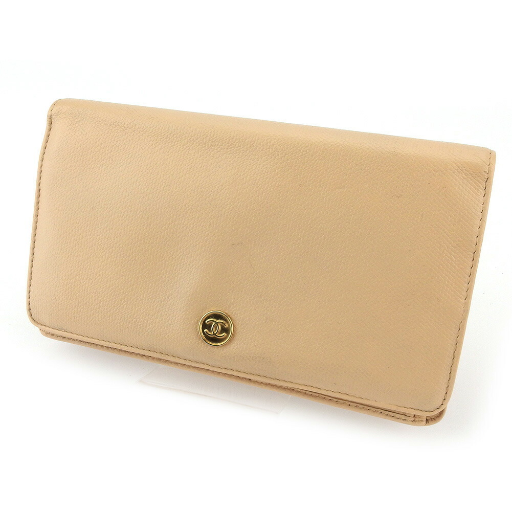 【雨季得SALE★21％OFF引き換え証】シャネル CHANEL 長札入れ ココボタン ベージュ レディース 中古 ブランド名 御機嫌ブランド名 ヴィンテージ