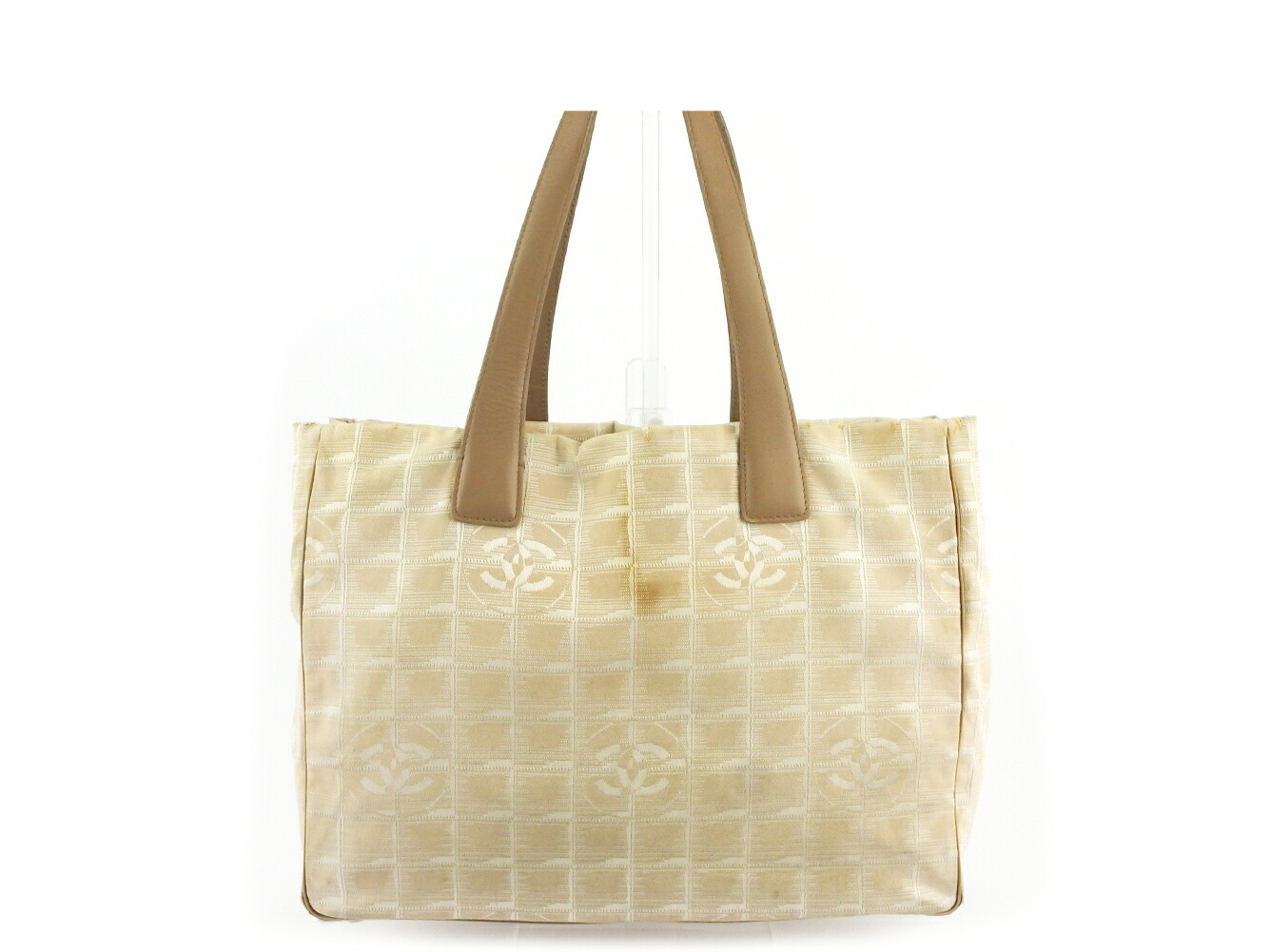 【Fashion Special Fair★24％OFFクーポン】シャネル CHANEL トートバッグ ニュートラベルライン トートMM ベージュ シルバー レディース 中古 ブランド ハイブランド ヴィンテージ
