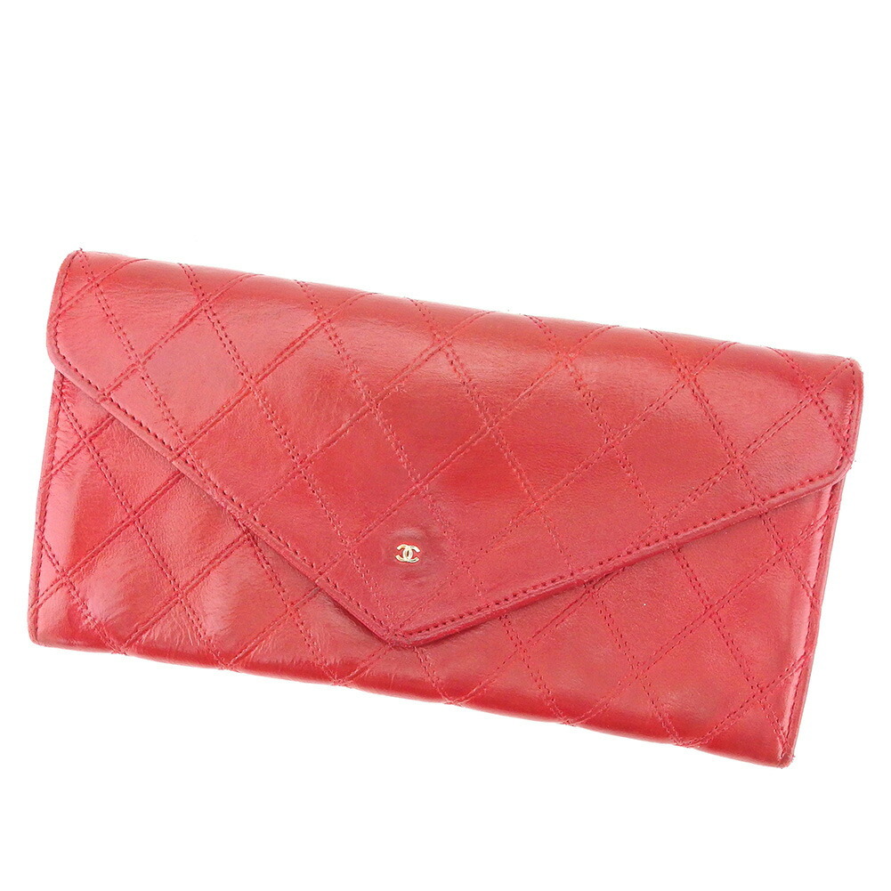 【雨季得SALE★21％OFFクーポン券】シャネル CHANEL 長紙入れ ビコローレ 年寄りのシャネル ダブル編み目 赤いこと ゴールド レディース 中古 ブランド名 ご機嫌ブランド名 ヴィンテージ