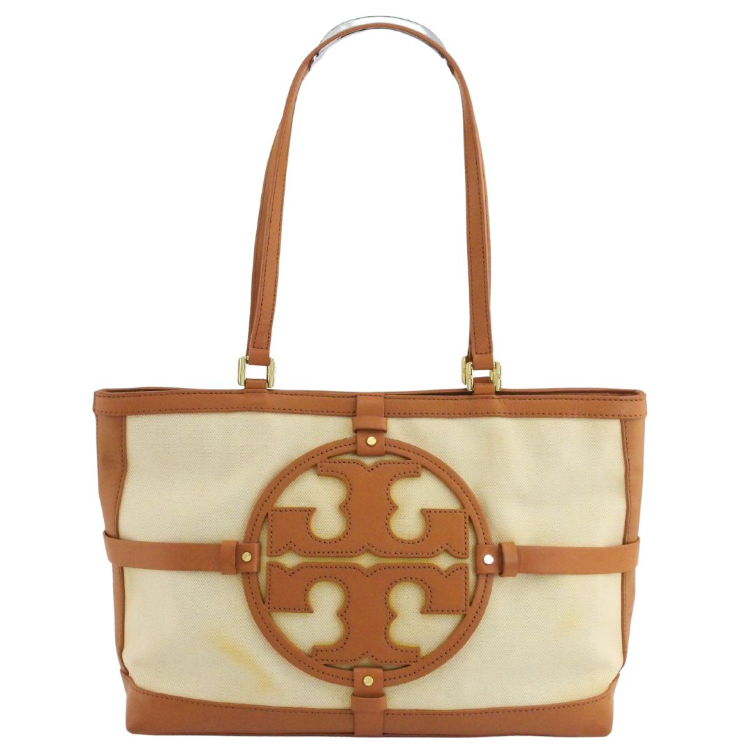 【お買い物マラソン★30％OFFクーポン】トリーバーチ Tory Burch トートバッグ ダブルTロゴ ベージュ ライトブラウン レディース 中古 ブランド ハイブランド ヴィンテージ｜ブランドデポ 21,681円