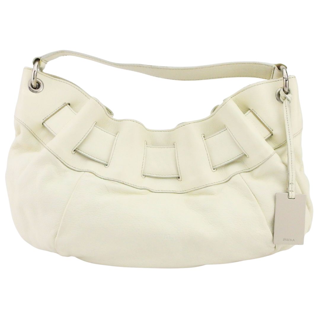 【お買い物マラソン★30％OFFクーポン】フルラ Furla ショルダーバッグ ロゴ ロゴプレートチャーム付き ホワイト 白 レディース 中古 ブランド ハイブランド ヴィンテージ｜ブランドデポ