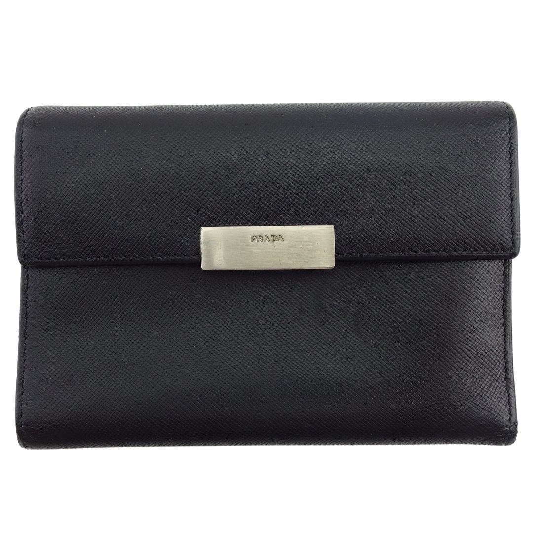 【決算前SALE★50％OFF引き換え証】プラダ PRADA 三つ折り紙入れ NERO レディース 中古 ブランド名 ご機嫌ブランド名 ヴィンテージ