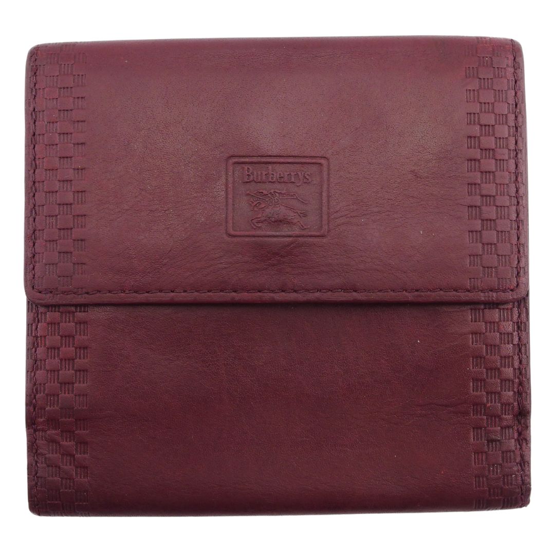 【決算前SALE★50％OFF引き換え証】赤ちょうちんバリー BURBERRY 三つ折り紙入れ ボルドーワイン×ノバチェック（ベージュ×白いこと×赤いこと×黒いこと） レディース 中古 ブランド名 ご機嫌ブランド名 ヴィンテージ