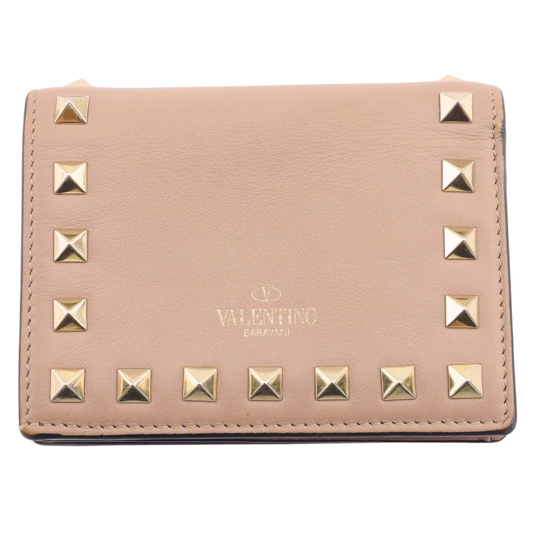 【雨季得SALE★21％OFFクーポン券】ヴァレンティノ VALENTINO 二つ折り紙入れ 黒色火薬 レディース 中古 ブランド名 ご機嫌ブランド名 ヴィンテージ