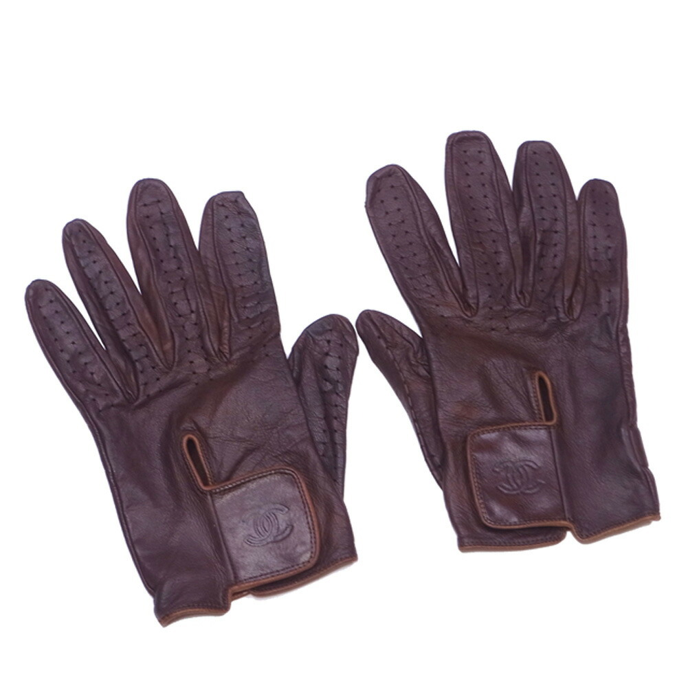 【百貨店SALE★最大限度50％OFF】シャネル CHANEL グローブ ココマーク 赤銅色 レディース 中古 ブランド名 御機嫌ブランド名 ヴィンテージ
