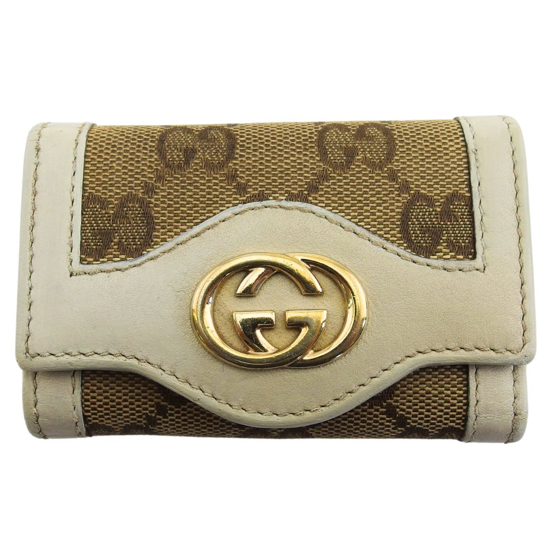 【Fashion Special Fair★24％OFFクーポン】グッチ GUCCI キーケース GGキャンバス スーキー インターロッキングG ベージュ ブラウン グレー 灰色 レディース 中古 ブランド ハイブランド ヴィンテージ