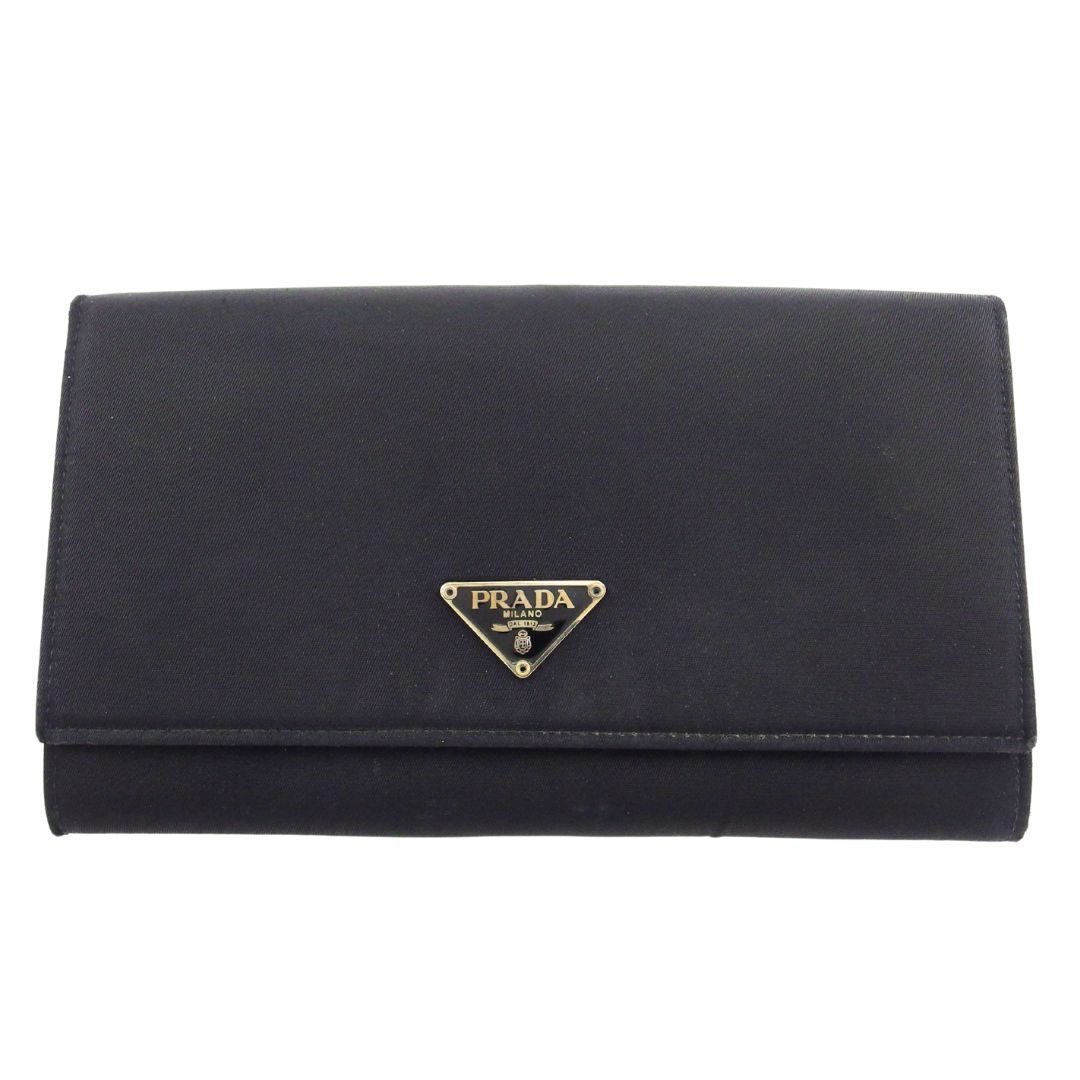 【雨季得SALE★21％OFFクーポン券】プラダ PRADA 長紙入れ ３角形ロゴタイプ 黒いこと レディース 中古 ブランド名 ご機嫌ブランド名 ヴィンテージ