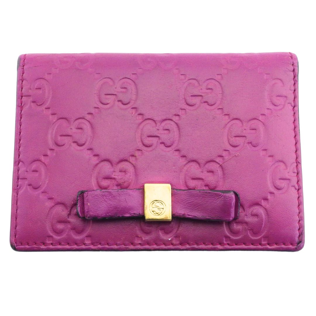 【Fashion Special Fair★24％OFFクーポン】グッチ GUCCI パスケース グッチシマ リボンモチーフ ピンク パープル レディース 中古 ブランド ハイブランド ヴィンテージ 22,275円