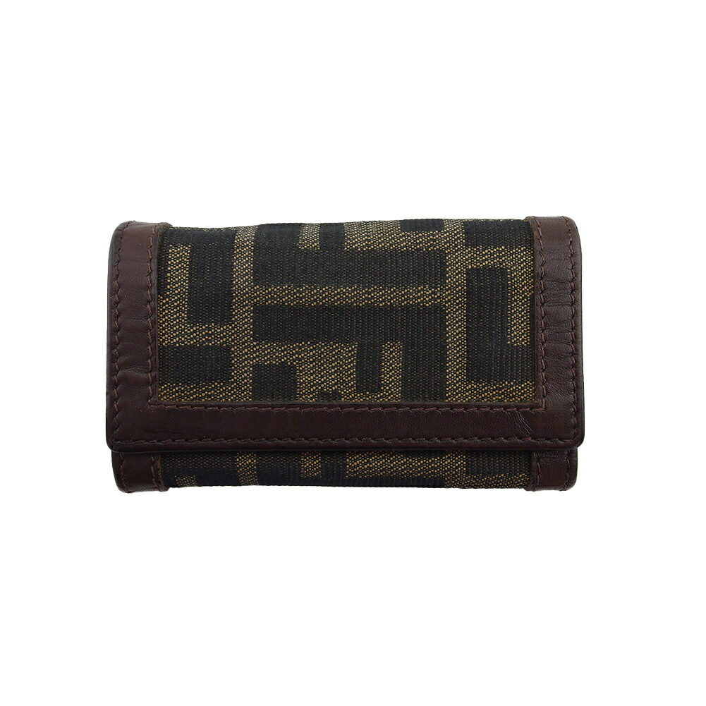 【お買い物マラソン★30％OFFクーポン】フェンディ FENDI キーケース ズッカ ブラック ベージュ ブラウン レディース 中古 ブランド ハイブランド ヴィンテージ｜ブランドデポ