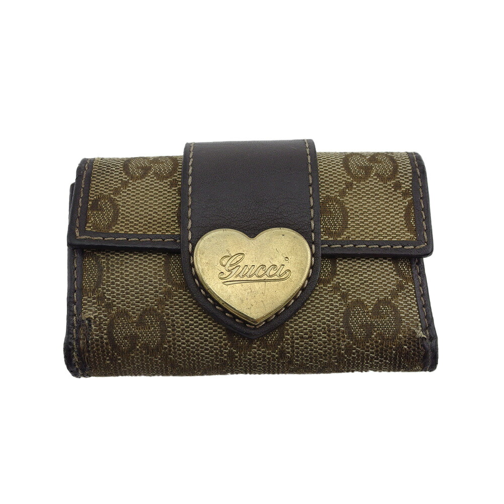 【お買い物マラソン★30％OFFクーポン】グッチ GUCCI キーケース GGキャンバス ラブリーハート ベージュ ブラウン レディース 中古 ブランド ハイブランド ヴィンテージ｜ブランドデポ