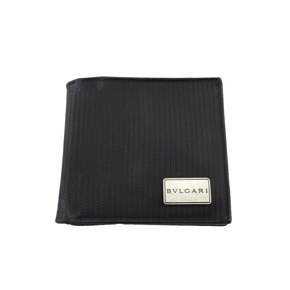 【雨季得SALE★21％OFFクーポン券】ブル小峡谷 BVLGARI 二つ折り紙入れ ミレリゲ ロゴタイプ一皿 黒いこと レディース 中古 ブランド名 ご機嫌ブランド名 ヴィンテージ