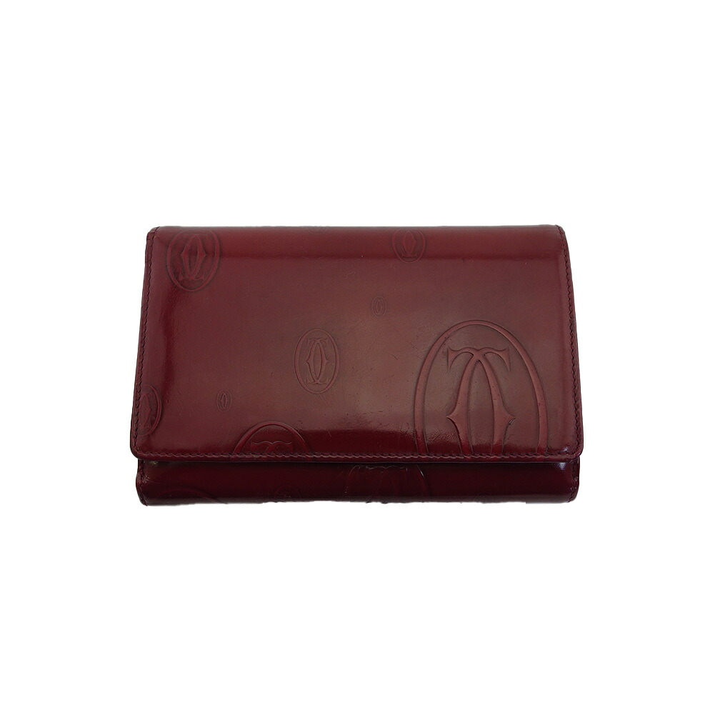 【雨季得SALE★21％OFFクーポン券】カルティエ CARTIER 長紙入れ 心うれしい誕生日 ボルドーワイン レディース 中古 ブランド名 ご機嫌ブランド名 ヴィンテージ