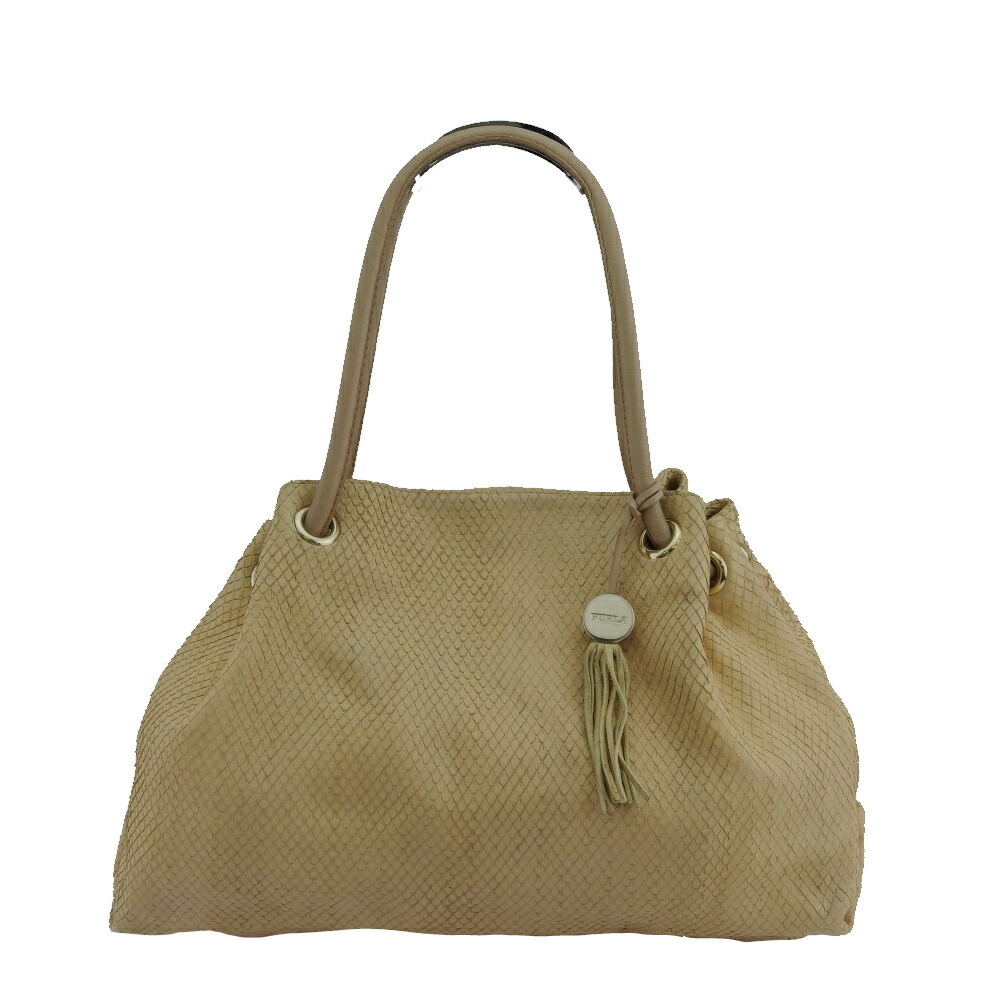 【お買い物マラソン★30％OFFクーポン】フルラ Furla トートバッグ カルメン ロゴチャームタッセル付き ベージュ レディース 中古 ブランド ハイブランド ヴィンテージ