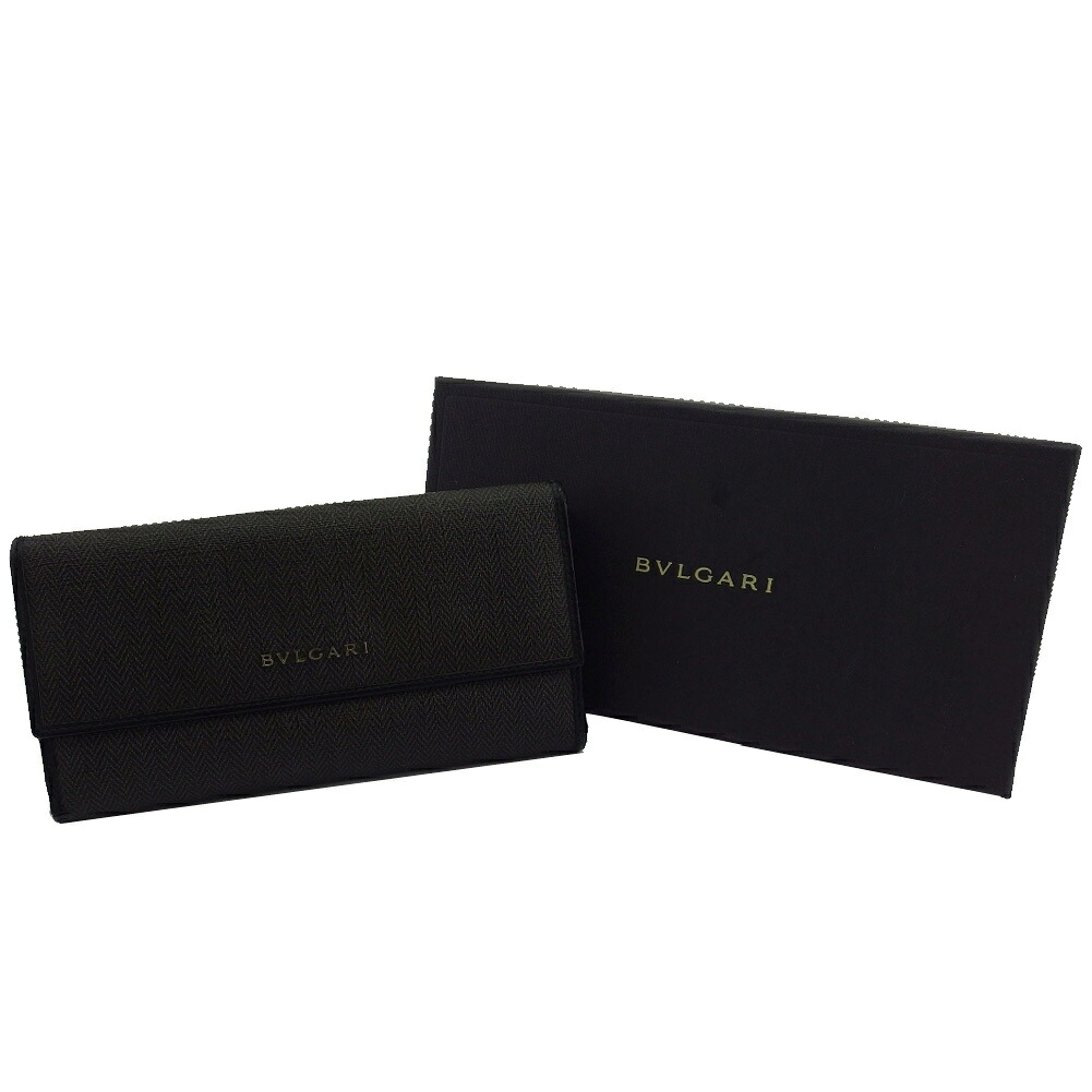 【新生活応援★29％OFFクーポン】ブルガリ BVLGARI 長財布 ヘリンボーン ウィークエンド グレー 灰色 ブラック系 レディース 中古 ブランド ハイブランド ヴィンテージ