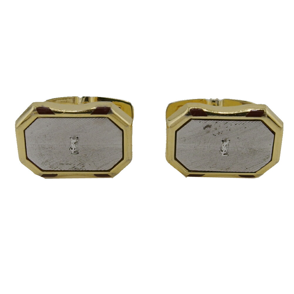 【百貨店SALE★最大限度50％OFF】サンローラン SAINT LAURENT 折り返し しろがね色×ゴールド×ボルドーワイン レディース 中古 ブランド名 御機嫌ブランド名 ヴィンテージ