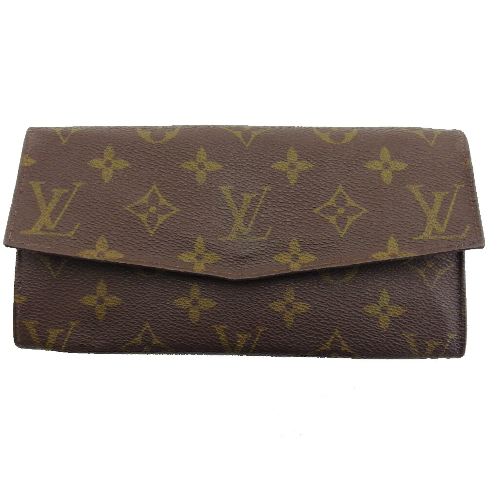 【土日BIG SALE★27％OFF引き換え証】ルイ・ヴィトン LOUIS VUITTON 長紙入れ モノグラム ポシェットポルトモネクレディ 赤銅色×ベージュ レディース 中古 ブランド名 ご機嫌ブランド名 ヴィンテージ