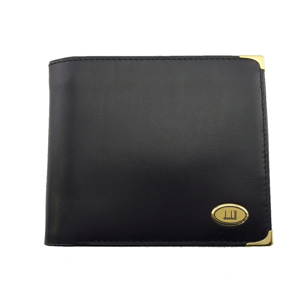 【土日BIG SALE★27％OFF引き換え証】ダン吸血鬼 Dunhill 二つ折り紙入れ 黒いこと×ゴールド レディース 中古 ブランド名 ご機嫌ブランド名 ヴィンテージ