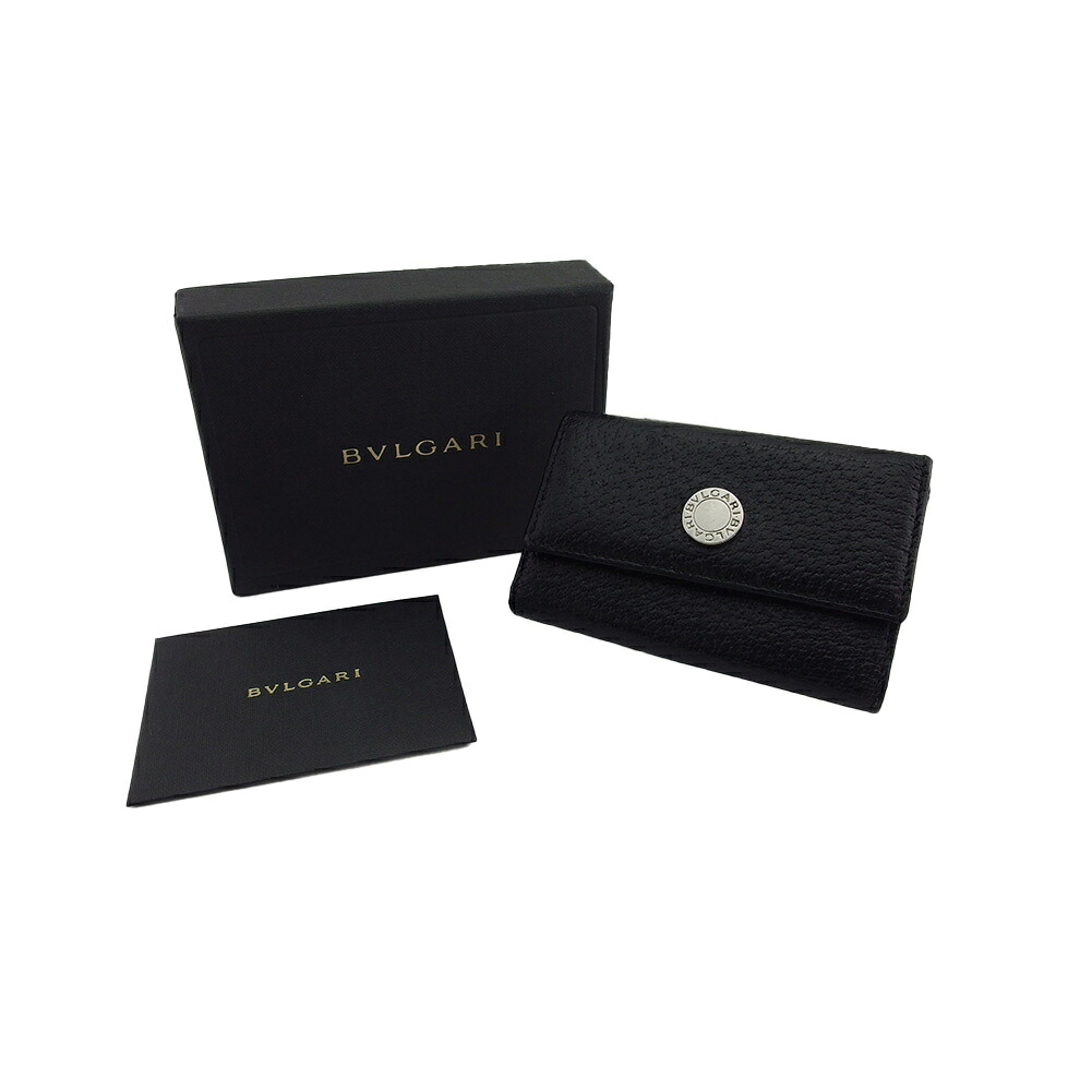 【Fashion Special Fair★29％OFFクーポン】ブルガリ BVLGARI キーケース クラシコ ロゴボタン ブラック レディース 中古 ブランド ハイブランド ヴィンテージ