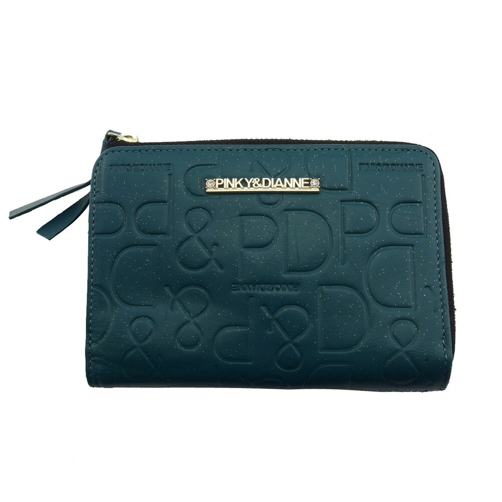 【土日BIG SALE★27％OFF引き換え証】ピンキーアンドダイアン Pinky＆Dianne 長紙入れ P＆D柄 ラメ入り口・入口 ロゴタイプ本塁 生産ライン石ころ 緑であること レディース 中古 ブランド名 ご機嫌ブランド名 ヴィンテージ