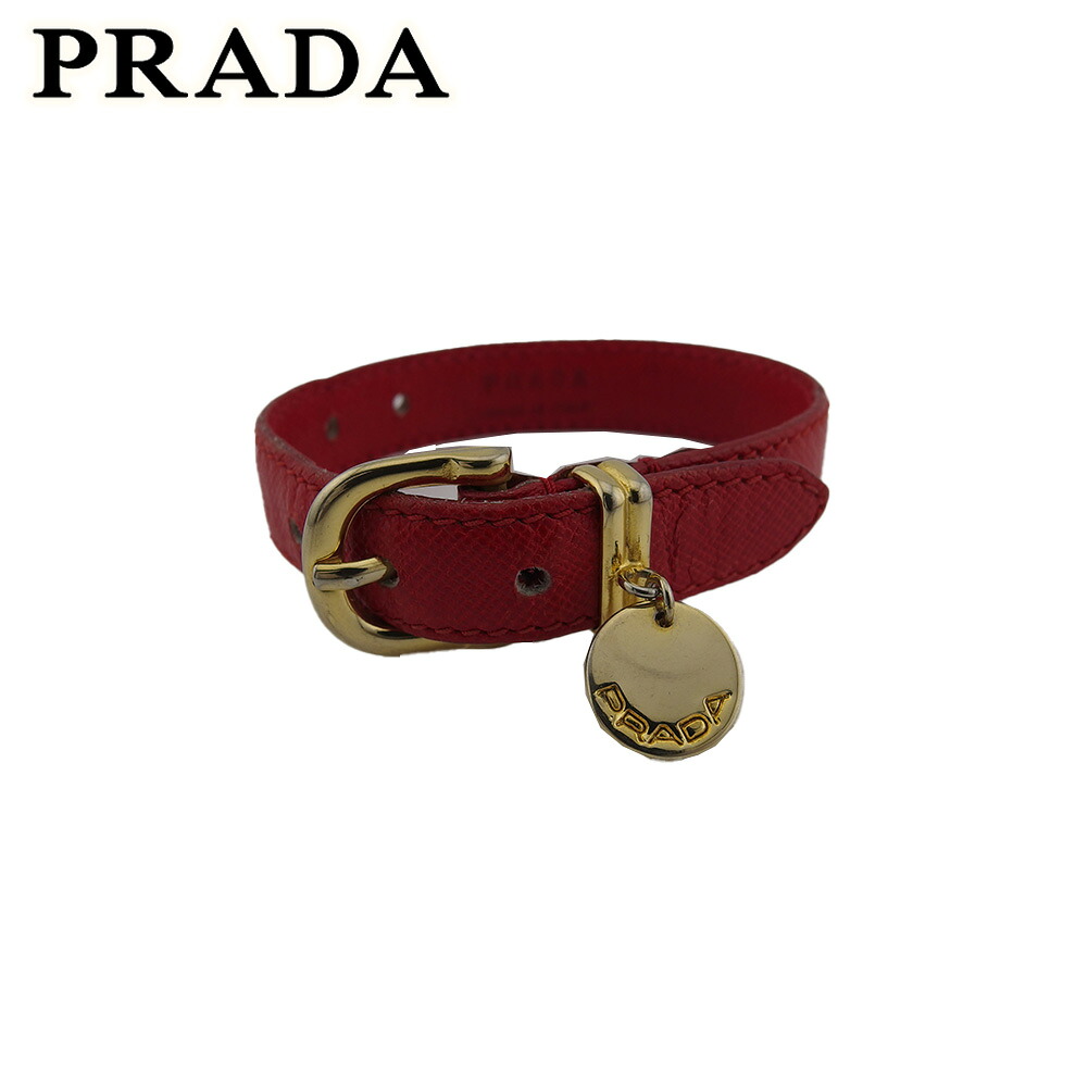 【お買い物マラソン★30％OFFクーポン】プラダ PRADA ブレスレット レッド×ゴールド レディース 中古 ブランド ハイブランド ヴィンテージ