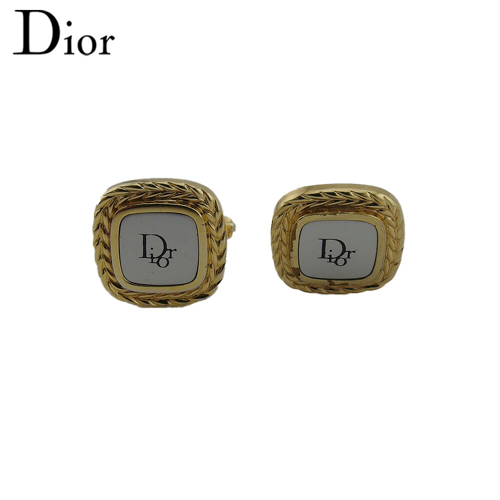 【月入れ替わり大売り出し★29％OFF引き換え証】クリスチャンディオール Dior 折り返し ロゴタイプ スウィヴル式 ゴールド しろがね色 レディース 中古 ブランド名 ご機嫌ブランド名 ヴィンテージ