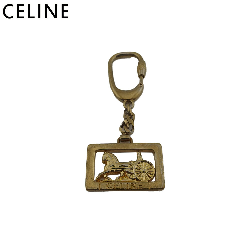 楽天市場】セリーヌ CELINE キーリング ロゴ ブラックxゴールド金具