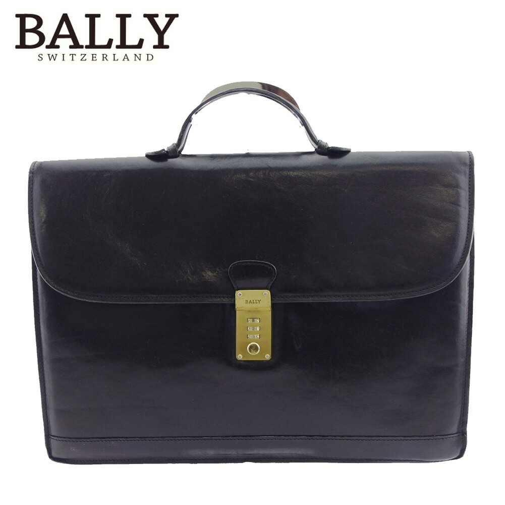 【お買い物マラソン★30％OFFクーポン】バリー BALLY ビジネスバッグ ロゴプレート ブラック レディース 中古 ブランド ハイブランド ヴィンテージ