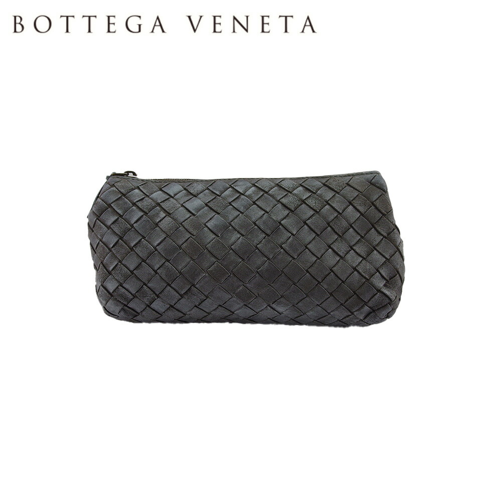 【決算前SALE★50％OFFクーポン券】ボッテガヴェネタ BOTTEGAVENETA 合切袋 イントレチャート しろがね色 レディース 中古 ブランド名 ご機嫌ブランド名 ヴィンテージ