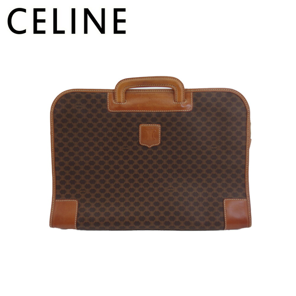 【お買い物マラソン★30％OFFクーポン】セリーヌ CELINE ビジネスバッグ マカダム ブラウン ベージュ レディース 中古 ブランド ハイブランド ヴィンテージ｜ブランドデポ