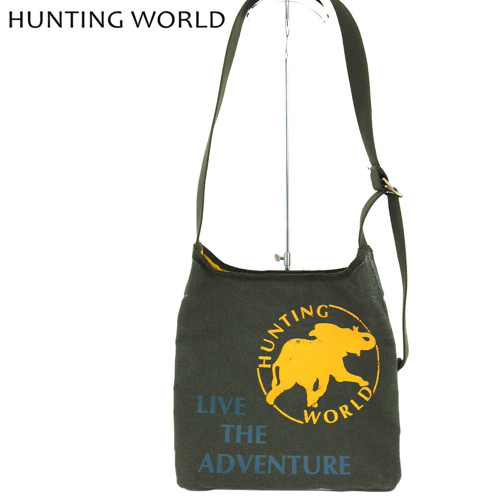 【Fashion Special Fair★29％OFFクーポン】ハンティングワールド HUNTING WORLD ショルダーバッグ リバーシブル ボルネオチャリティー カーキ イエロー レディース 中古 ブランド ハイブランド ヴィンテージ