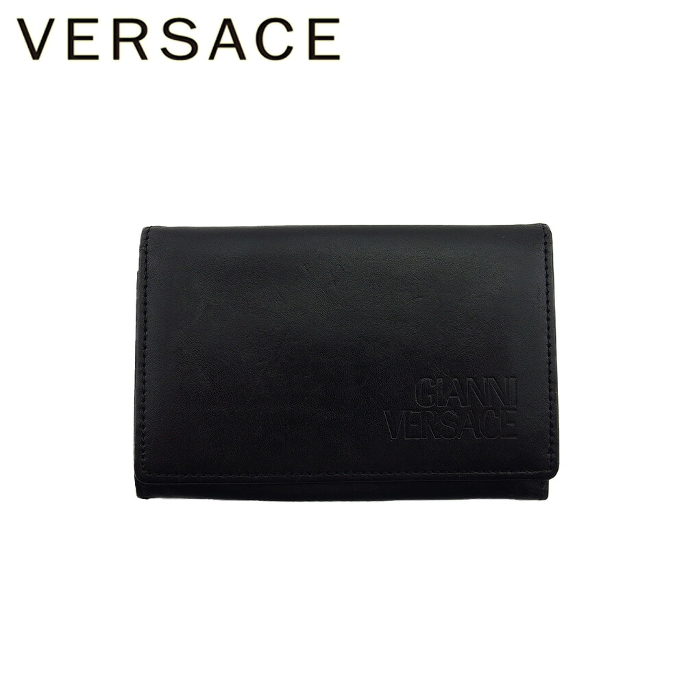 【雨季得SALE★21％OFF引き換え証】ジャンニ・ヴェルサーチ Gianni Versace 歌留多入れもの ロゴタイプ ヴェルサーチ 黒いこと レディース 中古 ブランド名 ご機嫌ブランド名 ヴィンテージ