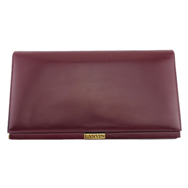【お買い物マラソン★30％OFFクーポン】ランバン LANVIN クラッチバッグ ボルドー×ゴールド レディース 中古 ブランド ハイブランド ヴィンテージ
